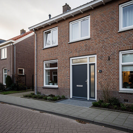 Stijlvolle witte kunststof voordeur met verticale panelen en veilig meerpuntsluiting