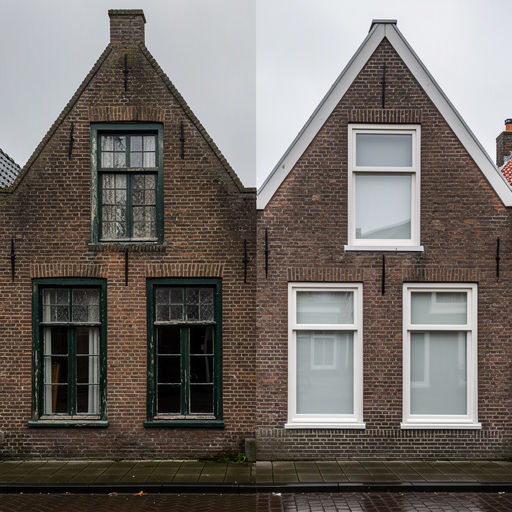 Specialist monteert kunststof kozijn bij een geschakelde woning in Nieuwerkerk aan den IJssel