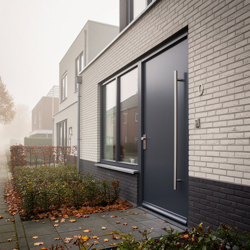 Moderne antracietkleurige kunststof voordeur met glas paneel in Nieuwerkerk aan den IJssel