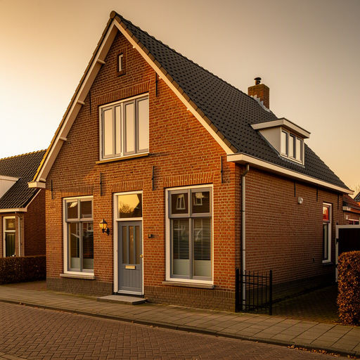 Kunststof kozijnen aan de voorgevel van een rijtjeshuis in Nieuwerkerk aan den IJssel