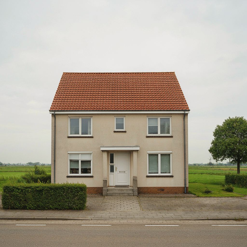 Moderne jaren-70 woning in Bleiswijk met strakke witte kunststof kozijnen en uitzicht op de groene lanen
