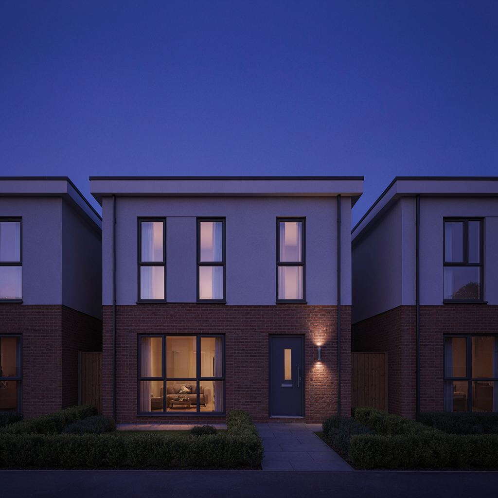 Moderne rijtjeswoning met antraciet kunststof kozijnen en een breed voorraam in Gouda