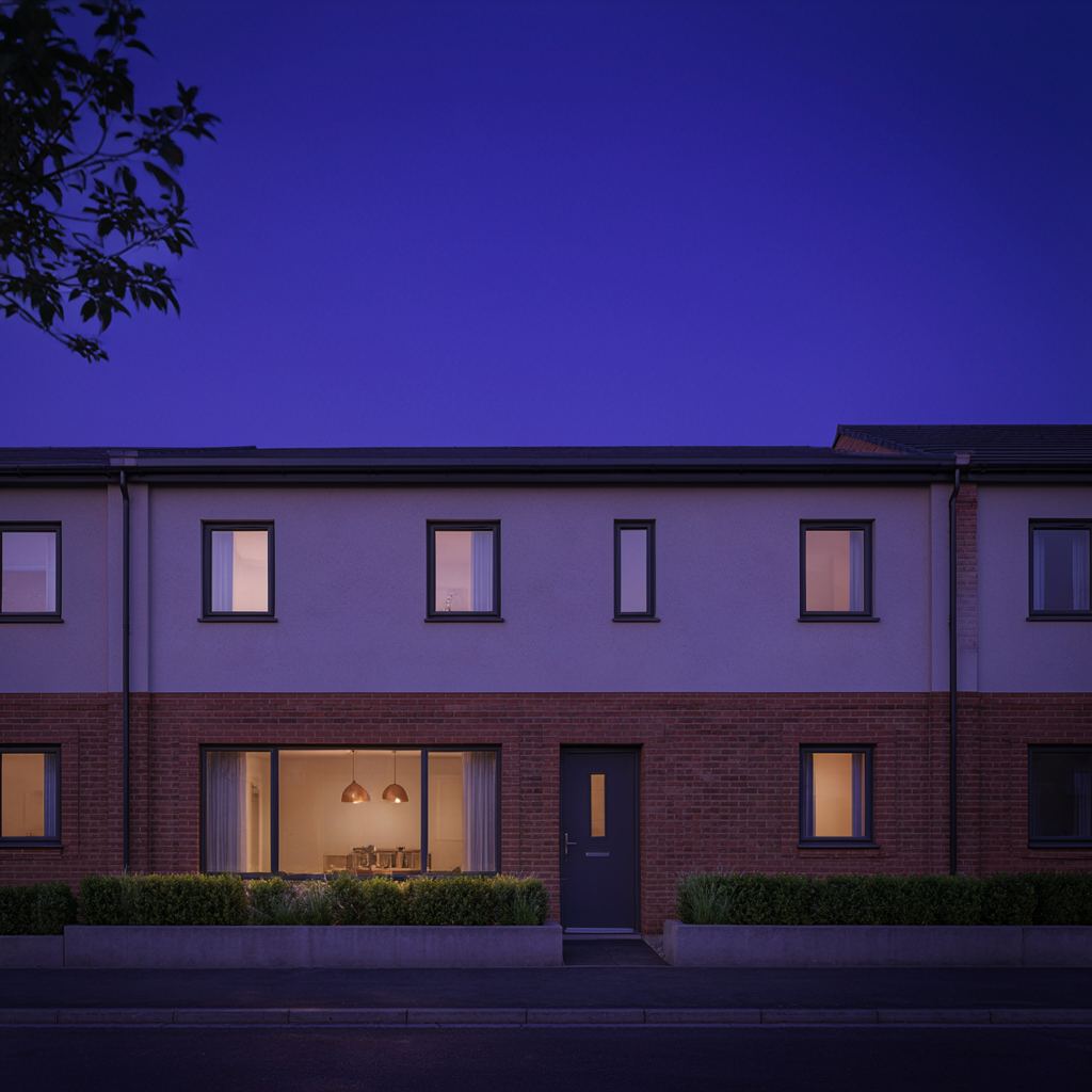 Modern onderkomen in Stolwijk met donkergrijze kunststof kozijnprofielen en gevelpaneel