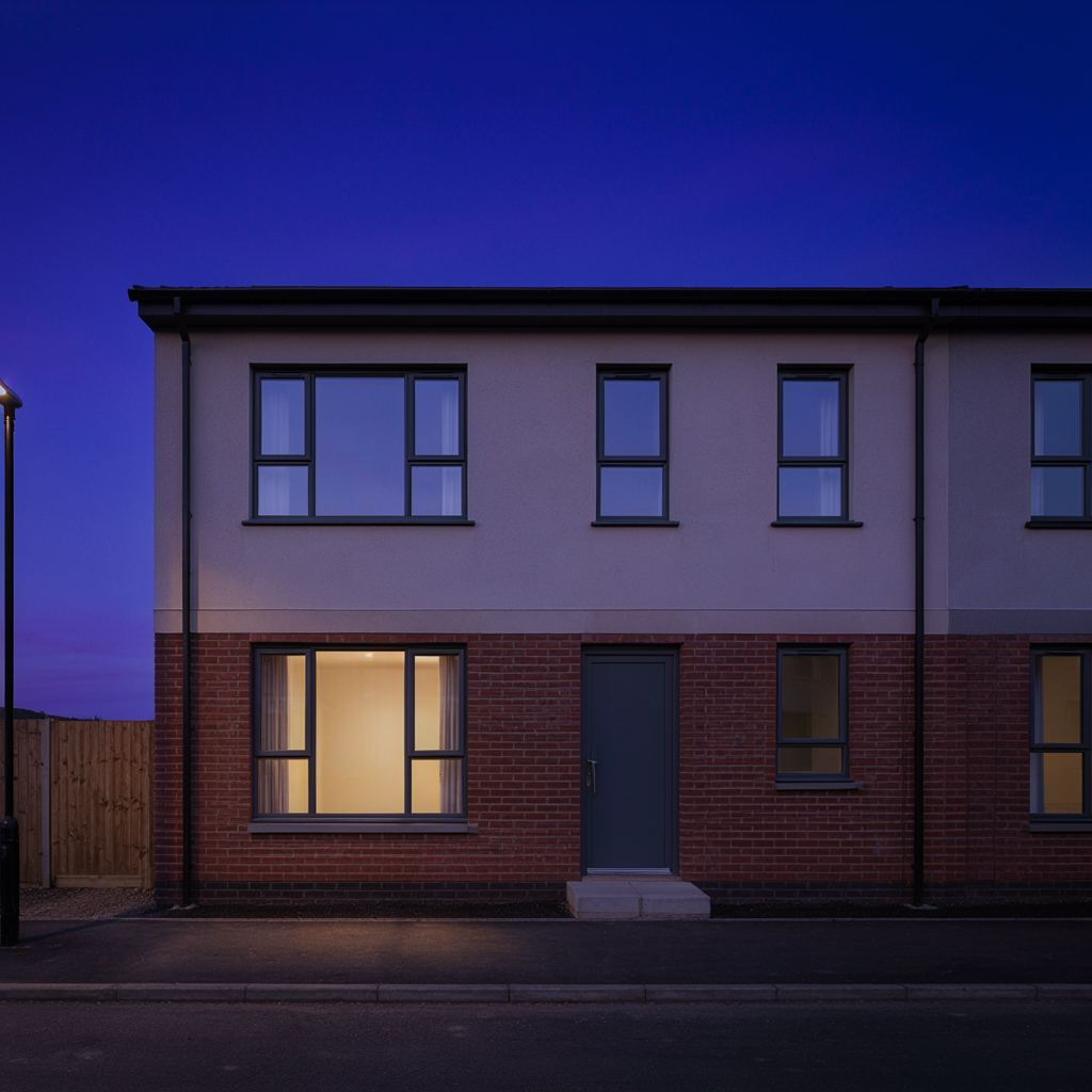 Moderne rijwoning met antraciet kunststof kozijnen en breed voorvenster in Waddinxveen