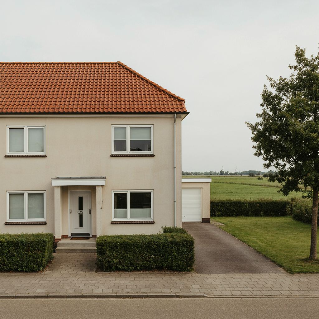 Langgerekt polderhuis in Zevenhuizen voorzien van nieuwe witte kunststof kozijnen met weids uitzicht op de Rottemeren
