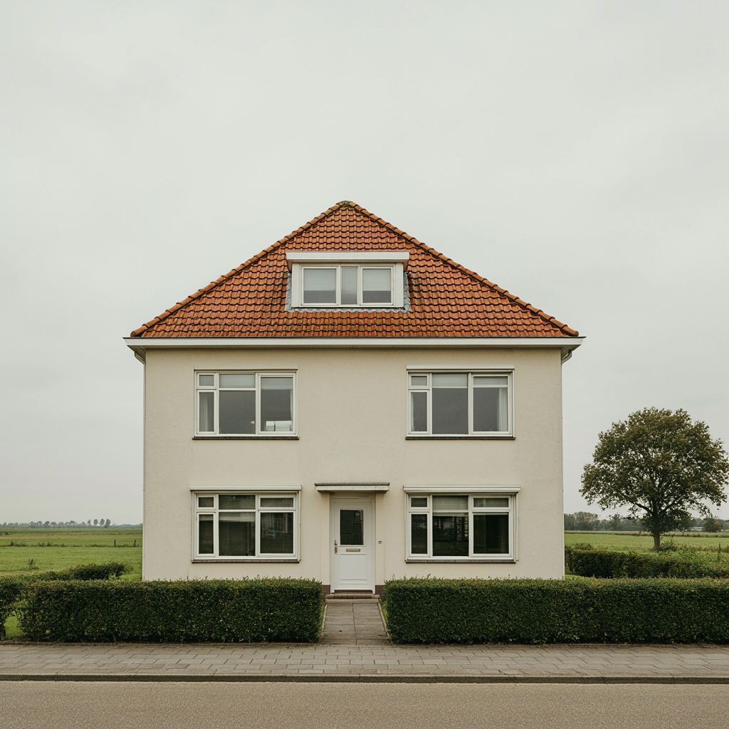 Jaren-80 gezinswoning in Waddinxveen met nieuwe witte kunststof kozijnen en uitzicht op de Zuidplaspolder
